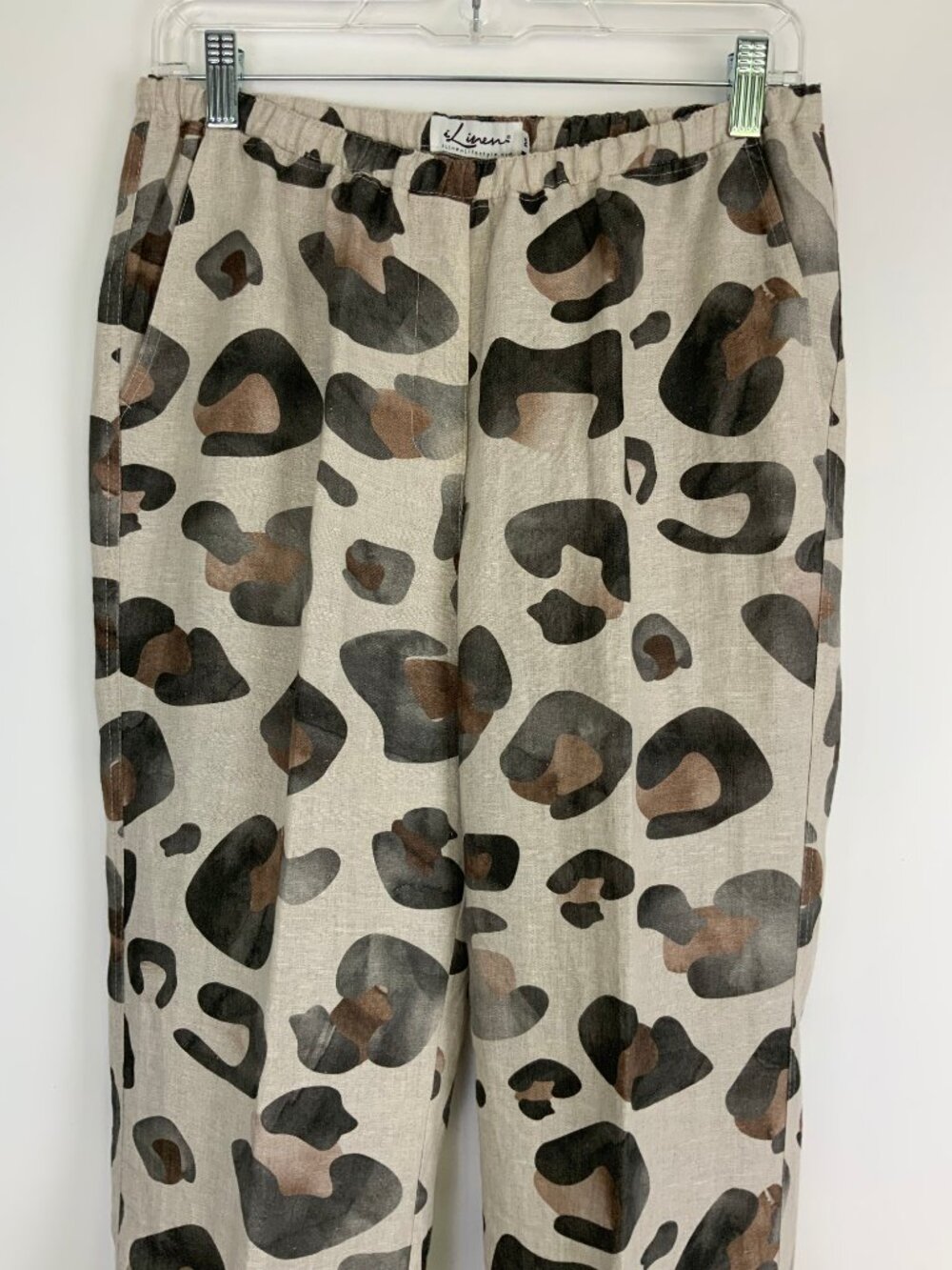 New Watercolor Leopard Print Linen Pants from iLinen Lifestyle Sz M - Picture 5 of 16
